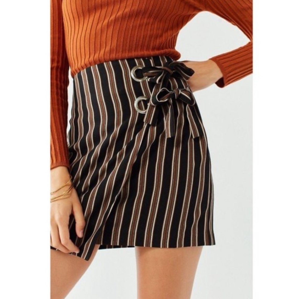 Urban Outfitters Brown Black Stripped Mini Skirt
